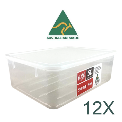 12X 5Litre Storage Container Food Plastic Tub Boxes Australian Made eBay