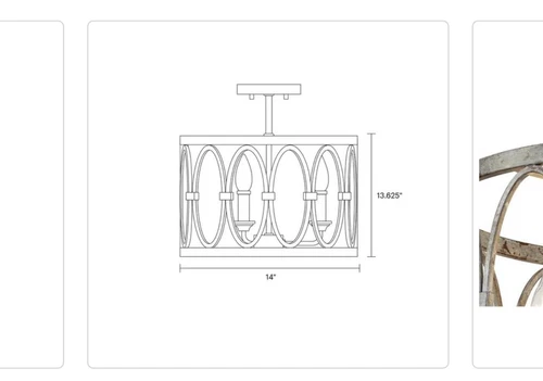 Semi Flush Mount Light Chandelier Open Oval Cage Shade 14 in. 3 Light Deep Abyss - Picture 2 of 3