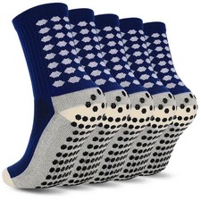 5 Pairs Kids Youth Grip Soccer Socks Cushioned Non Slip Football Athletic Spo...