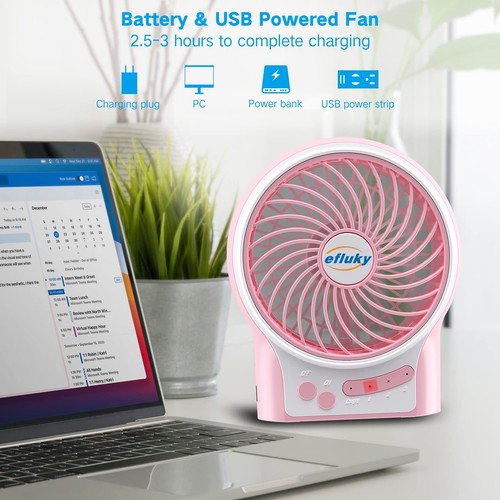 3-Speed Mini Desk Fan with LED Light, Portable USB Fan Quiet for Home, Office... - Picture 2 of 6