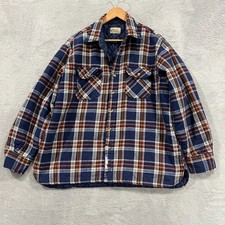 Vintage Sears Flannel Shacket Mens XL Quilted Button Up Plaid Western Cowboy 90s