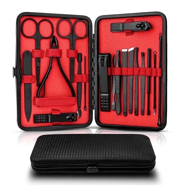 18PCS Pedicure / Manicure Set Nail Clippers Cleaner Cuticle Grooming Kit Case