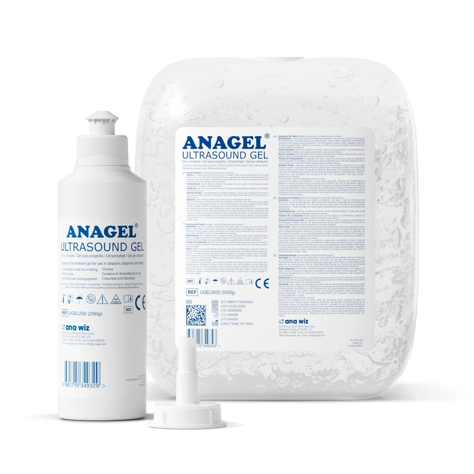ANAGEL Ultrasound Gel - 5 Litres + 250ml bottle CE / Long EXP
