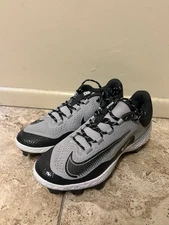 Men Nike Alpha Huarache Elite 4 Low MCS Grey Baseball Cleats FD6221-002 Sz 10.5