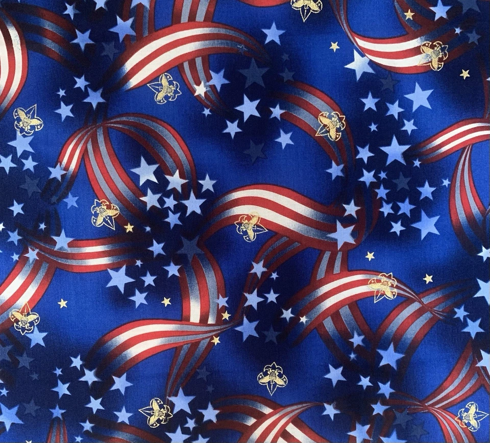 *OOP* Tela de edredón de algodón Boy Scouts estrellas y rayas BTHY Kaufman #9144 Foto 3 de 4