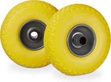 Set Di 2 Ruote per Carrelli a Mano, Gomma Piena Antipanne, ASSE 25Mm, 150Kg, Max