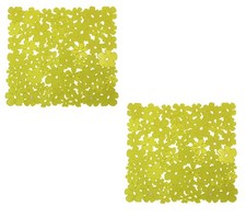 2 Pack Floral PVC Sink Mat Protector, Yellow, 11.5 x 10.5, Cut to Fit Size