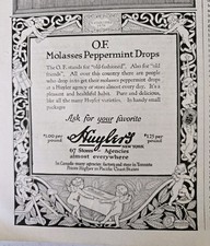 1919 Huyler's Molasses Peppermint Drops Candy Vintage Cerubs Art Original Ad