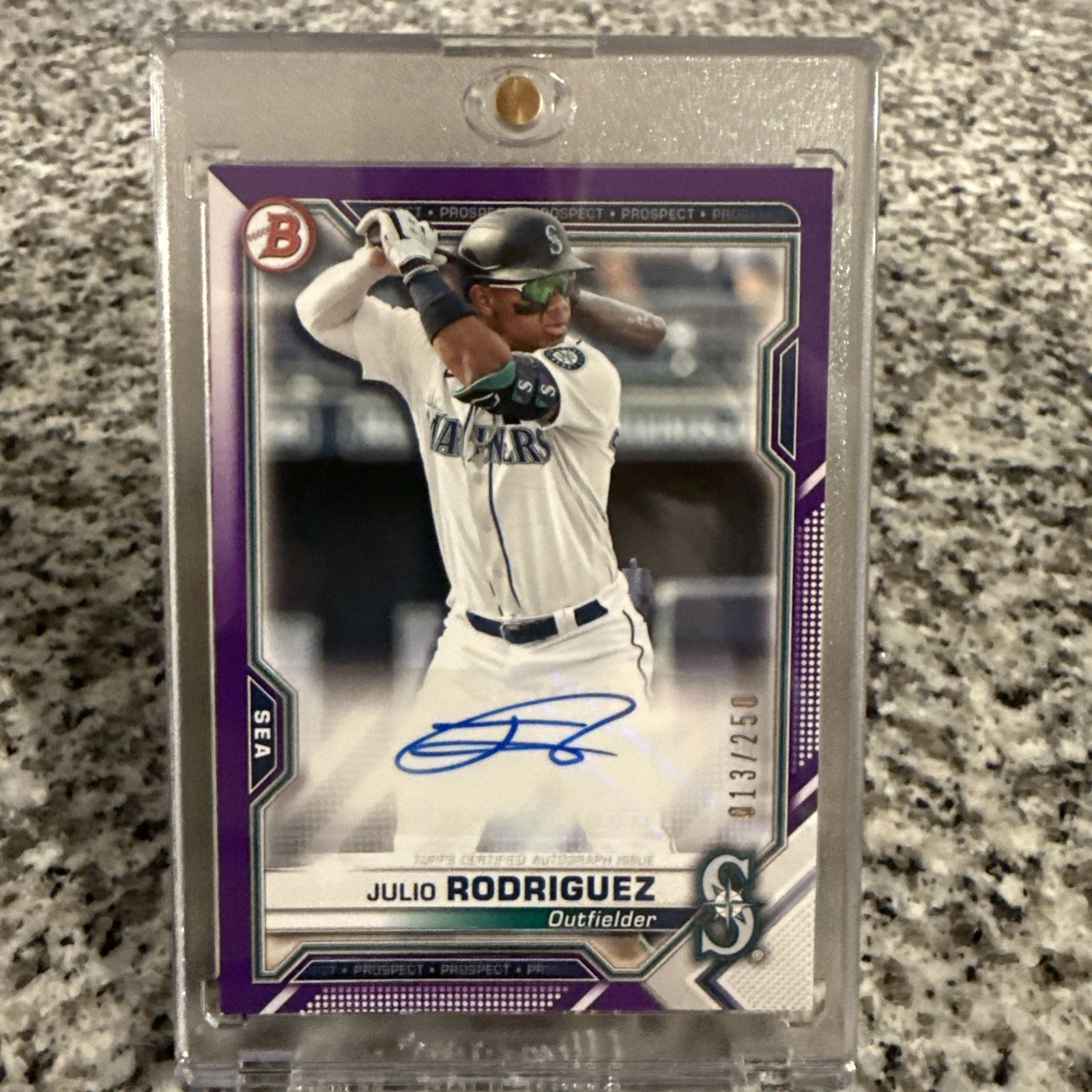 2021 Bowman - Paper Prospect Auto Julio Rodriguez #PAPR-JR Purple/250(AU, RC)
