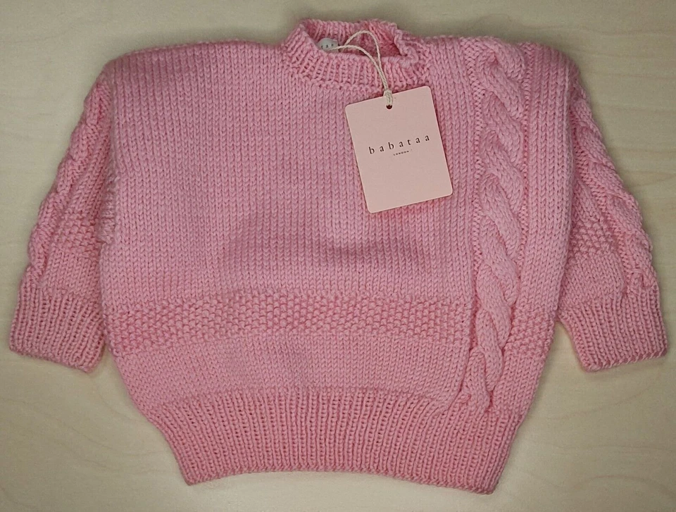 BABATAA LONDON Baby Pullover Rosa Designer Babykleidung Traumhafte Qualität Merinowolle