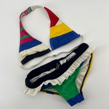 Polo Ralph Lauren Kids Girls Striped Ruffle Bikini Swimsuit Size 4T