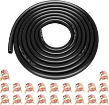 10ft 1/4" ID Fuel Line Hose with 20pcs 2/5" Clamps - Fits 1/4-inch 
