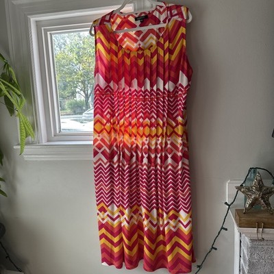 Glamour Dress Chevron Pink Yellow 16w 