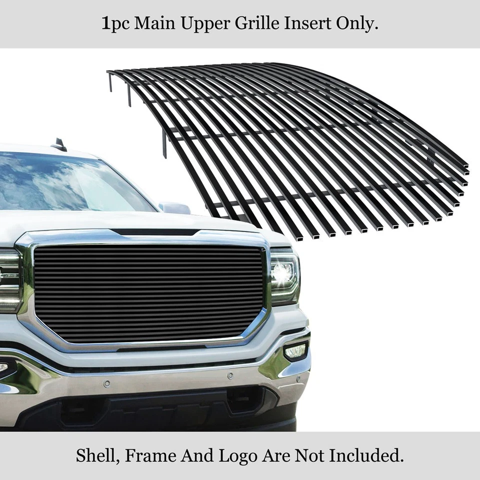 Fits 2016-2018 GMC Sierra 1500 Main Upper Black Billet Grille Insert - Image 2 of 4