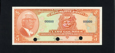 HAITI SPECIMEN Banknote P-202 s , 1967 , 5 Gourdes UNC