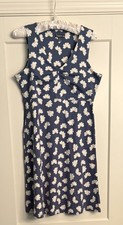 Toad Co Sz M Rosemarie Dress Sleeveless Blue/White Floral Daisy Print