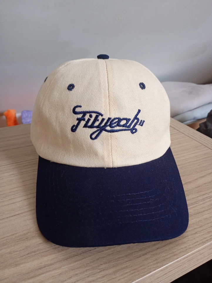 Casquette de baseball homme beige bleu coton toile brodée réglable - Photo 1/4