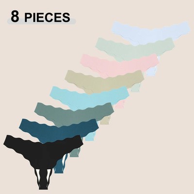 Seamless Thong Panties Low Rise Women's Soft Stretch Breathable Underwear 8 Pcs