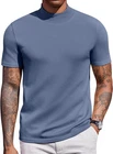 Adult Men's Mock Neck Short Sleeve T-Shirt Layering Fall Casual Soft Stretch