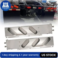 30" Stainless Steel Mud Flap Hangers with Oval Light Cut Out 2.5" Mounting Pair