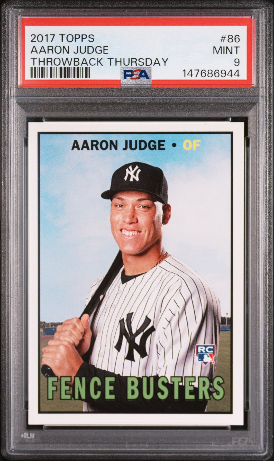 2017 TOPPS THROWBACK THURSDAY #86 AARON JUDGE PSA 9