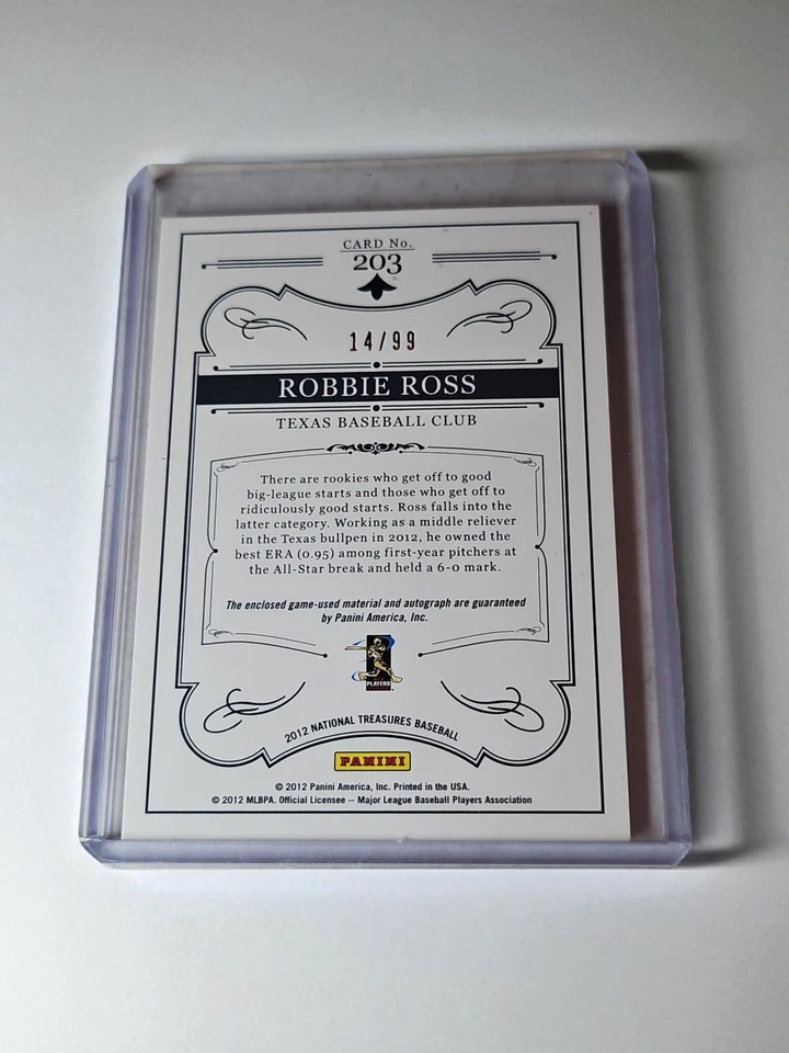 Robbie Ross 14/99 2012 Panini National Treasures #203 Texas Rangers Rookie Card - Image 2 of 2