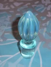 FENTON BLUE OPALESCENT RIBBED LG. RARE PERFUME/CARAFE 3" STOPPER c.1950's
