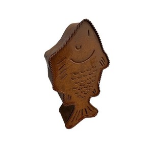 Vintage Copper Tone Metal Fish Cookie Cutter Mold 2 Piece Set Nautical Kitchen