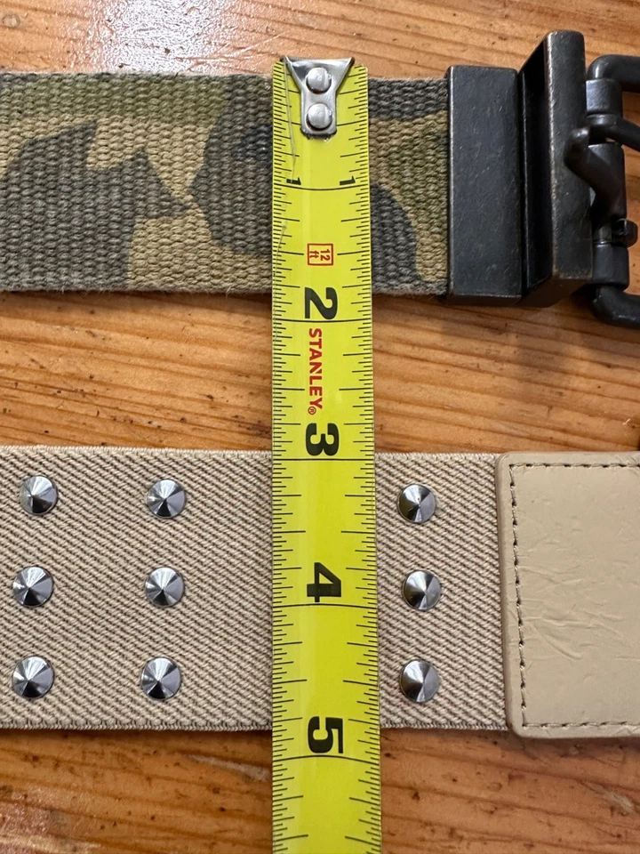 Lote De 2 CINTURONES DE LONA Algodón Cintura Verde Camuflaje Beige Mediano Foto 2 de 4
