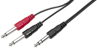 Monacor MCA-202 Audio-Adapterkabel 6,3mm Stereo Klinke auf 2 x Mono Restposten