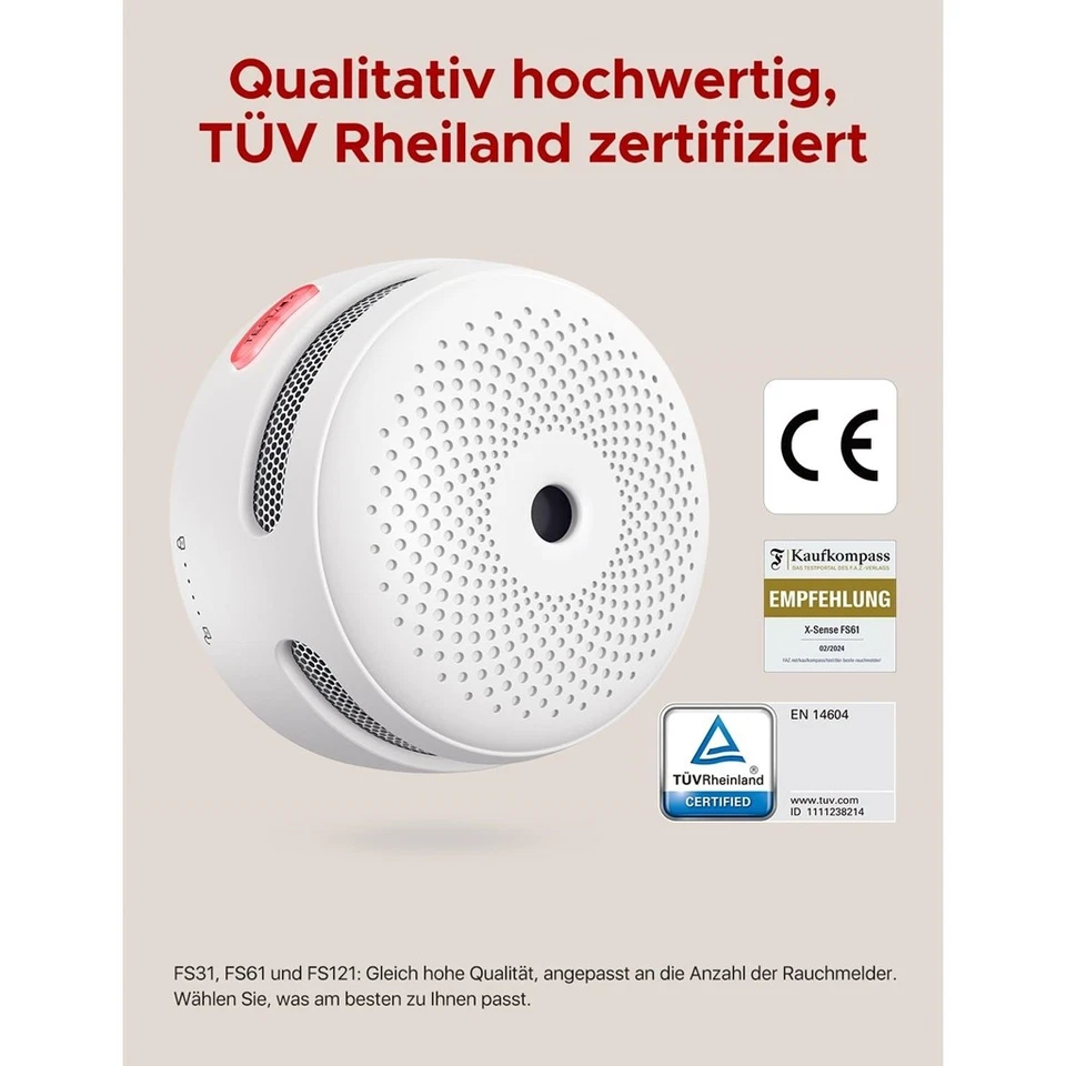 X-Sense FS61 Rauchmelder Set - 6x XS01-M Rauchmelder 1x SBS50 Basisstation - Bild 4 von 4