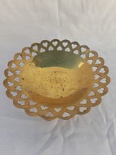 Messing Schale, Herz-Design, Vintage Fuß Retro, Alt, Deko, Sammeln, Kunst