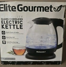 Elite Gourmet 1 L Capacity Glass Cordless Electric Kettle New - Open Box