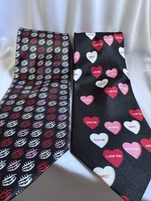 Set Of 2 Valentine Ties - Heart Candy - Kisses February Neckties