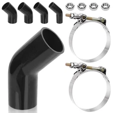 7 PCS 2.5 in ID 45 Degree Elbow Coupler Silicone Hose Set with Clamps M6 Nuts