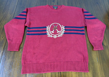 Charter Club Red Knit Polo Mallet Design Sweater Size Large Vintage