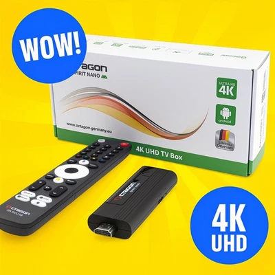 Octagon Spirit Nano 4K UHD Android TV Box WLAN Bluetooth 5.1 HDR10+ TV IP - Bild 1 von 4