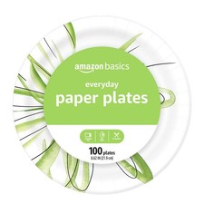 Amazon Basics Everyday Paper Plates, 8.62", Disposable, 100 Count, Microwave Saf