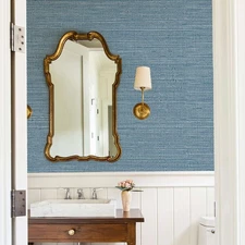 Jiffdiff Blue Grasscloth Textured Wallpaper 17.3"x393" Peel and Stick Room Decor