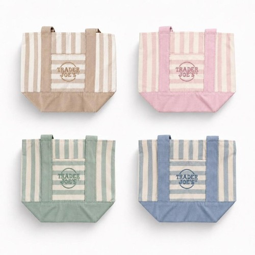 Trader Joe's striped mini canvas tote bag - Pick The Color!