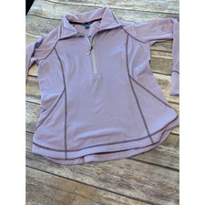 Eddie Bauer Womens Large Purple Waffle Knit Lightweight Quarter Zip Outdoors