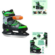 LEVYTEMP Adjustable Ice Skates Kids Boys Girls, 4 Size Triple Protection