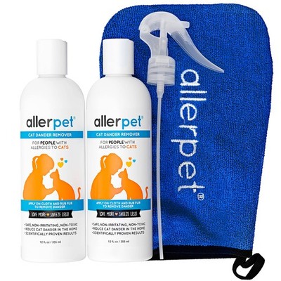 Allerpet Cat Dander Remover w/Free Applicator Mitt & Sprayer  Effective Cat D...
