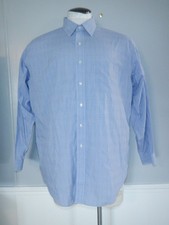 Men's BROOKS BROTHERS 346 NON-IRON Sz 17-4/5 Blue Plaid LS BF Pocket Shirt
