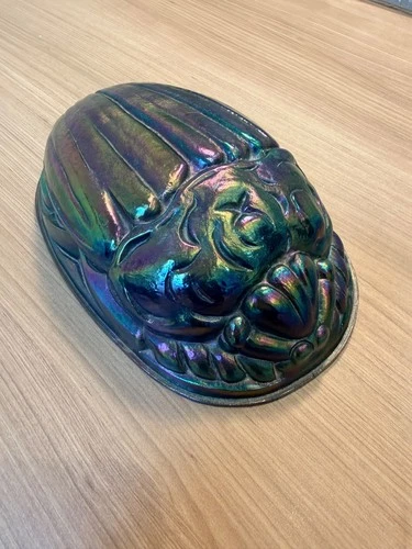 Large Tiffany & Co. Favrile Glass Iridescent Scarab Beetle Ornament VERY RARE