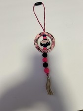 Handmade Pink Jeep Beaded Car Charm Tassel Ornament Rearview Mirror Gift Decor