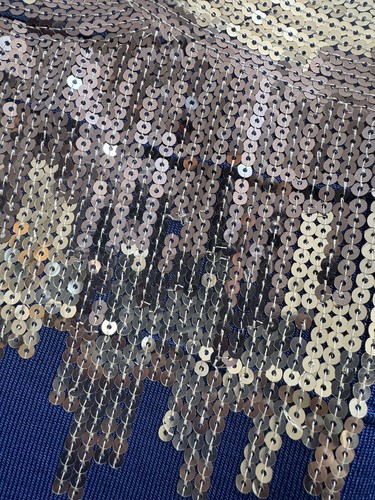 Bebe Blue/Silver Trickling Sequins One Shoulder Dress Small Retail $119 NET READ - Picture 3 of 9