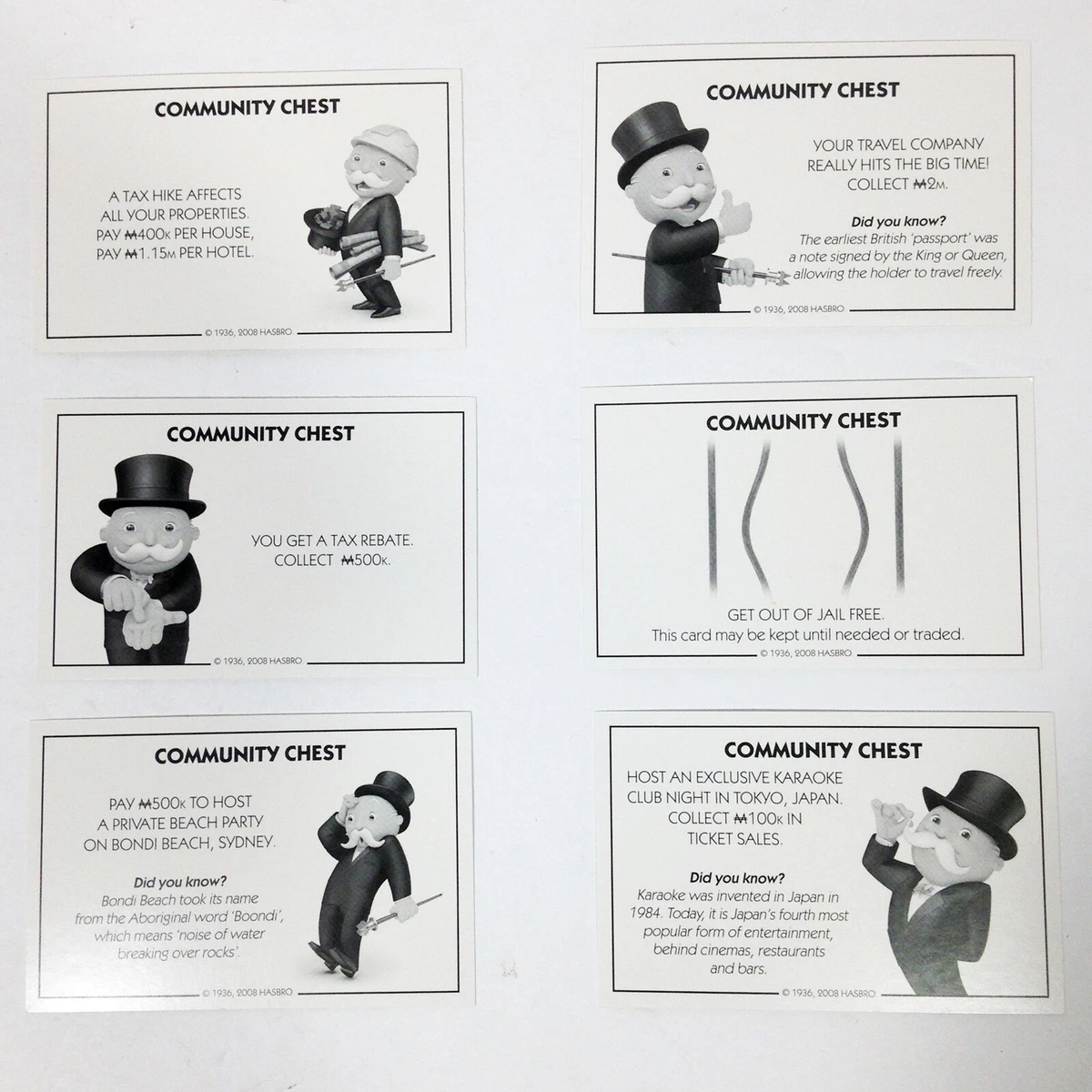 15 Community Chest card Monopoly Here and Now The World Edition Replacement