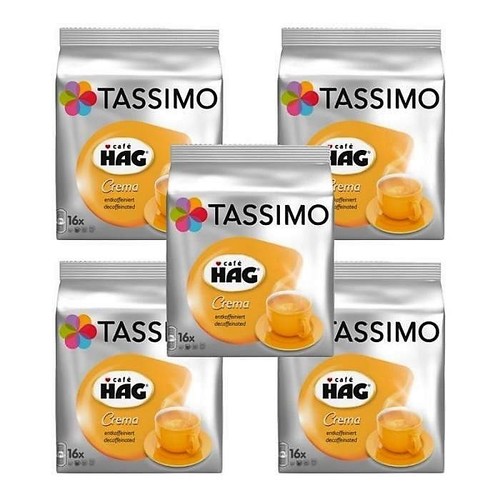 5 x Packs Tassimo Cafe HAG Crema Decaffeinated T Discs Pods - 80 Decaf Drinks 8711000501092 | eBay