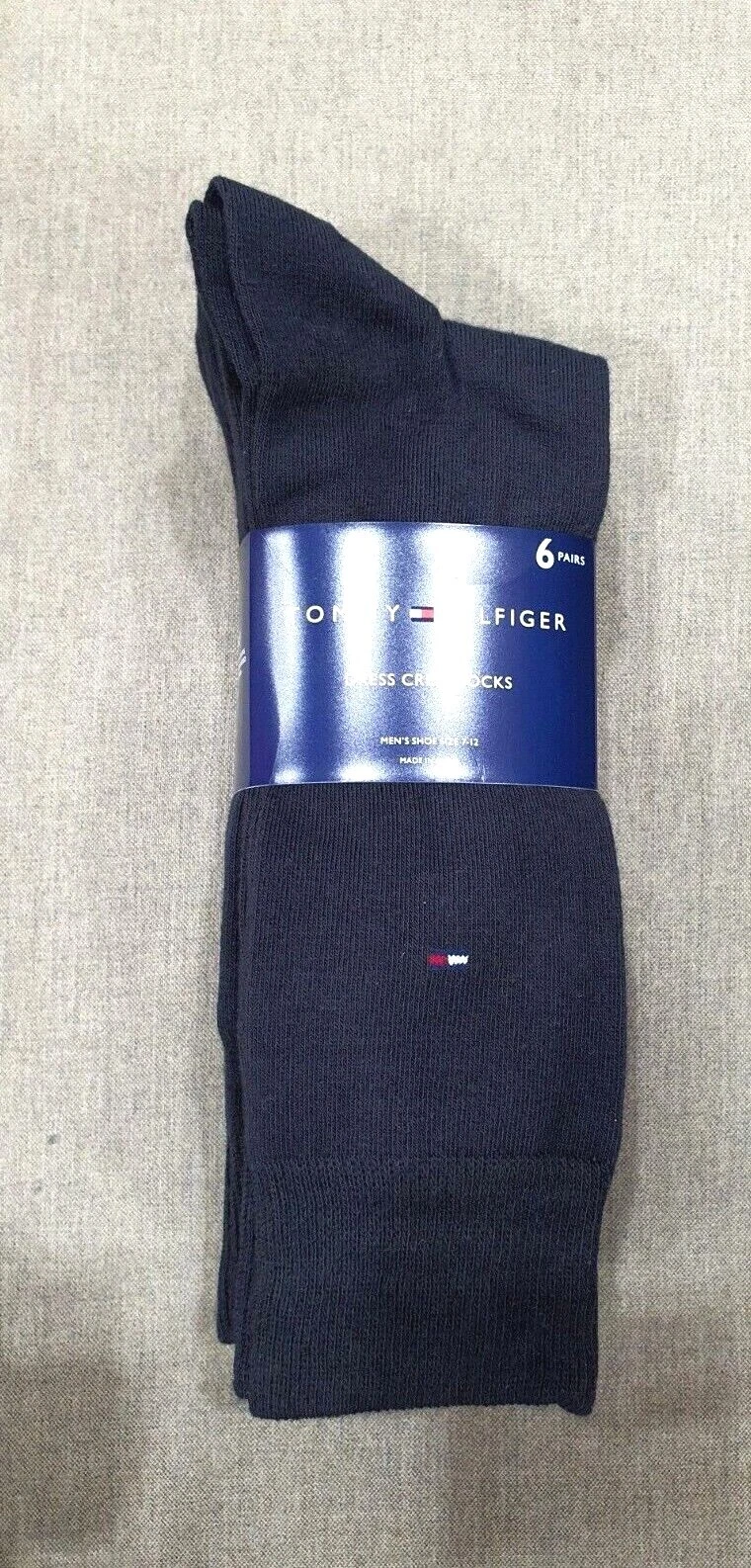 Tommy Hilfiger Men's Crew Socks 6 Pack Cushion Comfort Sock Navy